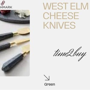 West Elm green cheese knives set